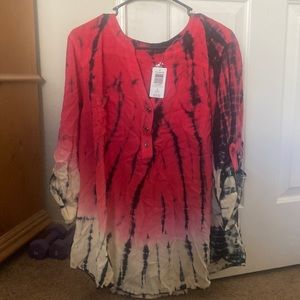 Red, black and white ombre blouse never worn with tags